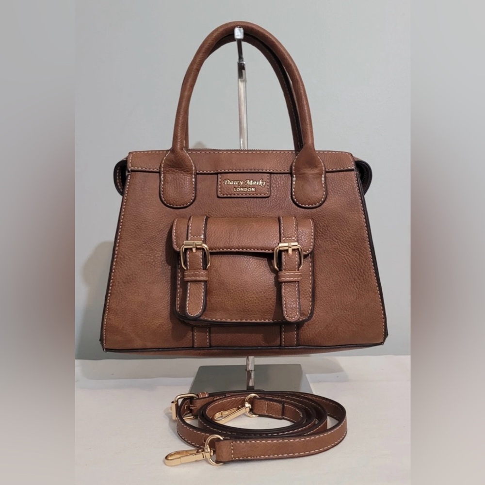 Darcy Marks London Satchel Crossbody Bag Brown Vegan Leather